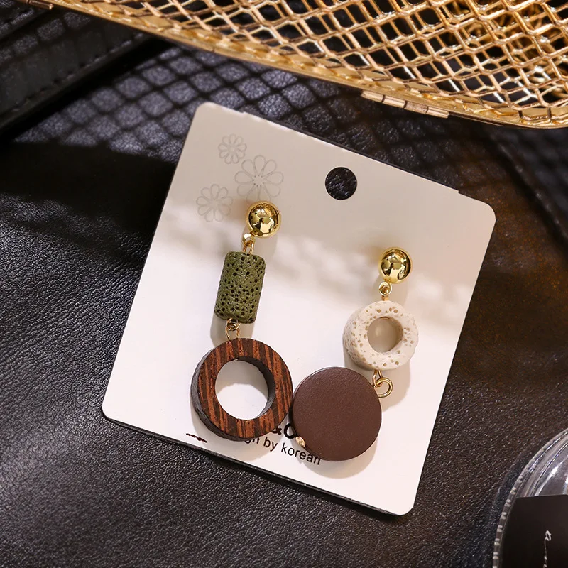 2019 Япония Корея новые винтажные красочные деревянные круглые асимметричные