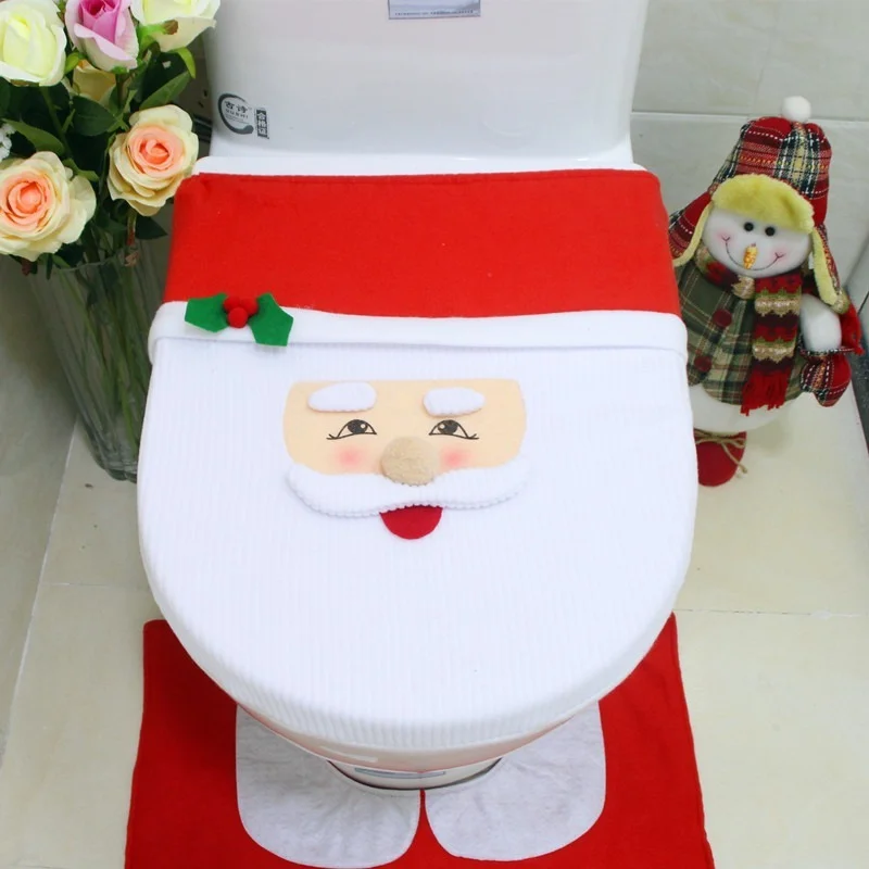 

Рождественский коврик для унитаза Санта-Клаус, рождественское сиденье для унитаза, Рождественский Декор для дома, товары для рождества 2021 г...