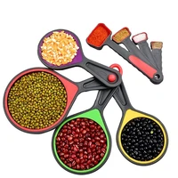 8 pcsset kitchen measuring spoons portable silicone fold coffee sugar scoop cake baking flour measuring cups kitchen gadgets