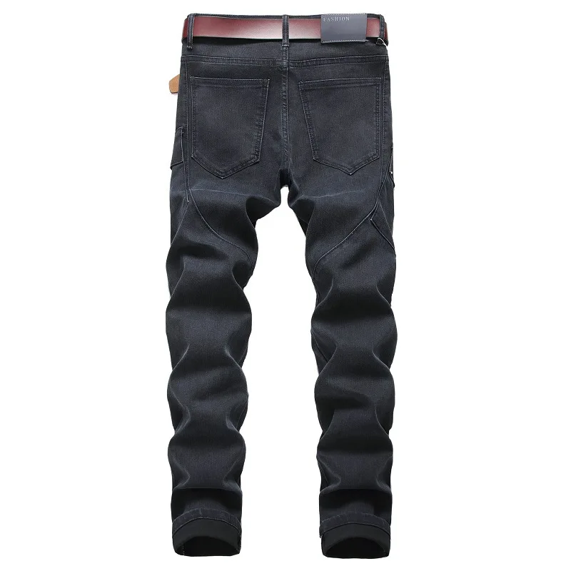 

New 2020 straight leg pants stretch multi-pocket denim trendy pants Men's pants Jeans for men