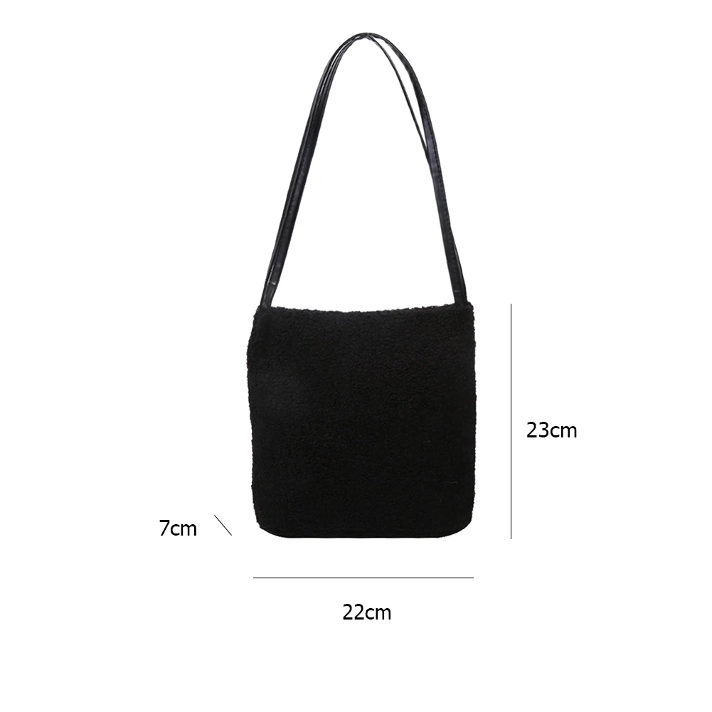 

Casual Plush Shoulder Handbags For Women 2020 Portable Large Capacity School Bag Autumn Winter Shopping Travel Handbag Totes New