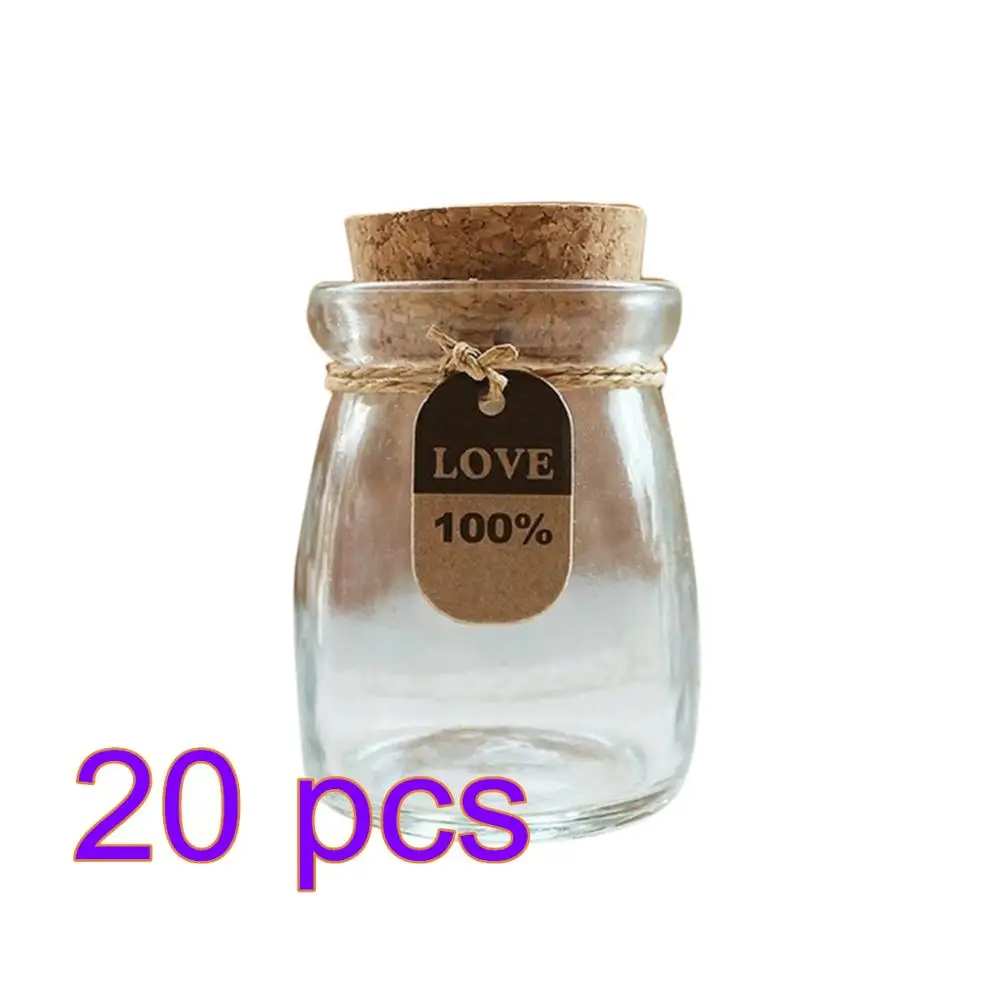 20 Pcs 100ml Цена мини, из прозрачного стекла бутылки Флаконы пустой образец банки с пробкой сообщение флакон свадьбы желаний бутылка, Лидер продаж - Цвет: 20 Pcs 100ml