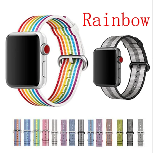 Серия 5 40 мм 44 Красочные Спортивные петли для Apple Watch Band 42 38 тканый нейлоновый