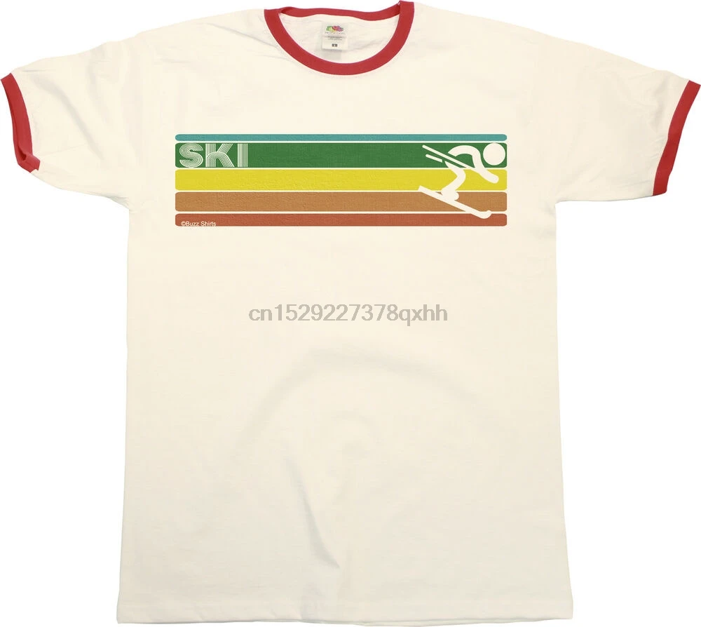 Мужская футболка в стиле ретро для катания на лыжах |