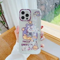 sumkeymi wrist strap phone case for iphone 12 11 7 8 plus mini pro max x xs xr transparent funny astronaut tpu silicone cover