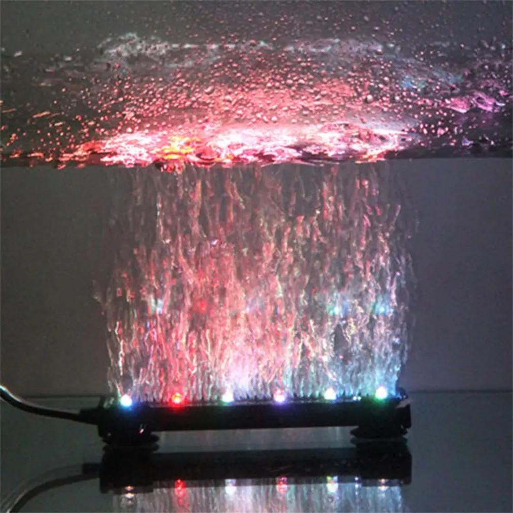 RGB LED Light Aquarium Fish Tank Light Submersible Light Air Bubble Lamp Making Oxygen with Remote Control for Fish Tank