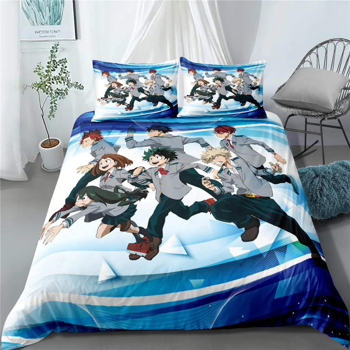 

Японский аниме My Hero academic Комплект постельного белья пододеяльник набор наволочка одиночный двойной полный Королевский Комплект постельного белья Детское покрывало