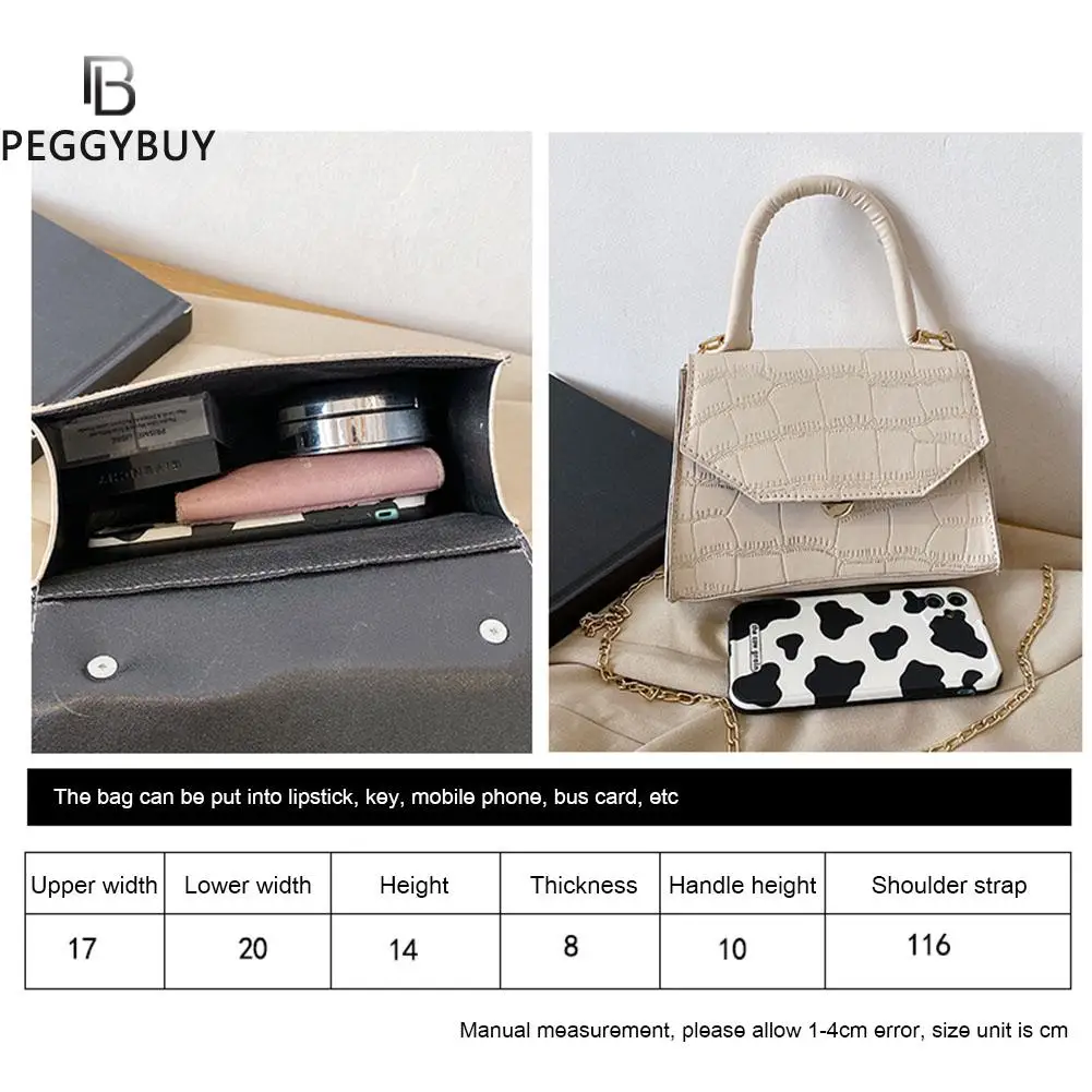 

Vintage Women PU Leather Pure Color Alligator Pattern Chain Shoulder Crossbody Messenger Bag Casual Ladies Top-handle Small Hand