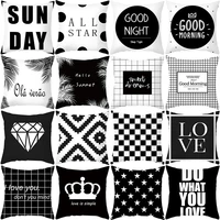 nordic pillowcase black and white letters series cushion cover polyester pillow case home decorative pillows cover for sofa car