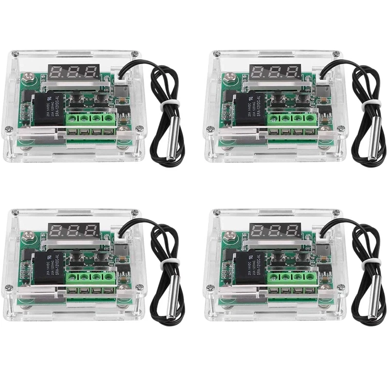 

4PCS W1209 DC Digital Temperature Controller Module Electronic Temperature Temp Control Module Switch with Acrylic Case