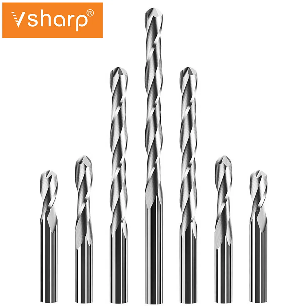 Vsharp Ball Nose End Mill 4mm 6mm 8mm Shank Diameter 2 Flutes Tungsten Carbide CNC Milling Cutter Tool For Wood MDF | Инструменты