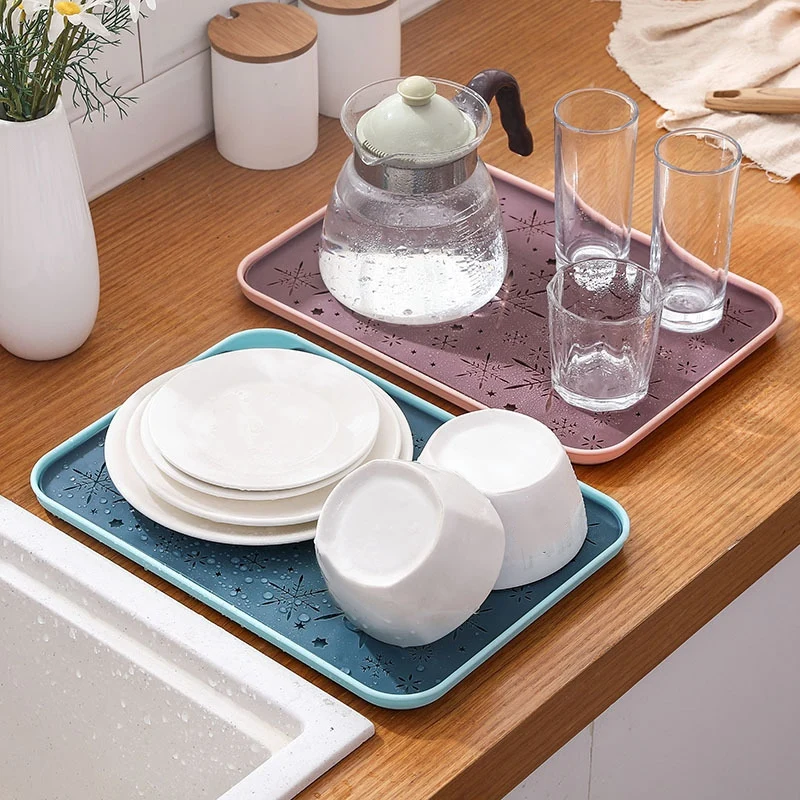 

Kitchen Double-Layer Plastic Storage Drain Tray Water Cup Dish Rack Vegetable Rack Fruit Plate Cup Tray