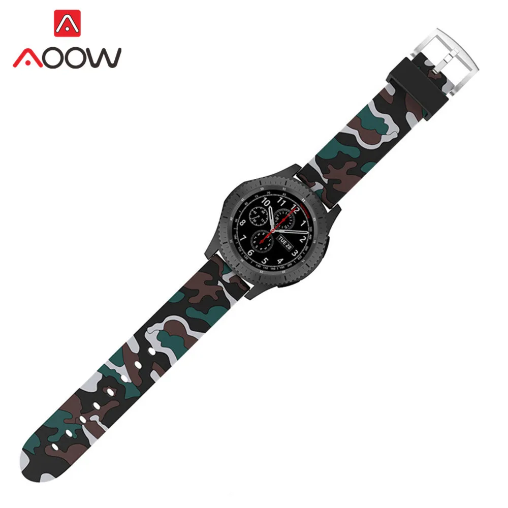 20mm 22mm High Quality Silicone Watchband for Samsung Galaxy Active 42mm 46mm Soft Camouflage Strap Bracelet Band for Gear S2 S3
