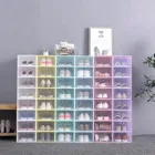 Пластиковая коробка-органайзер для обуви с открытой губкой, прозрачная вешалка для обуви, ящик для разделения обуви, ящики для хранения
