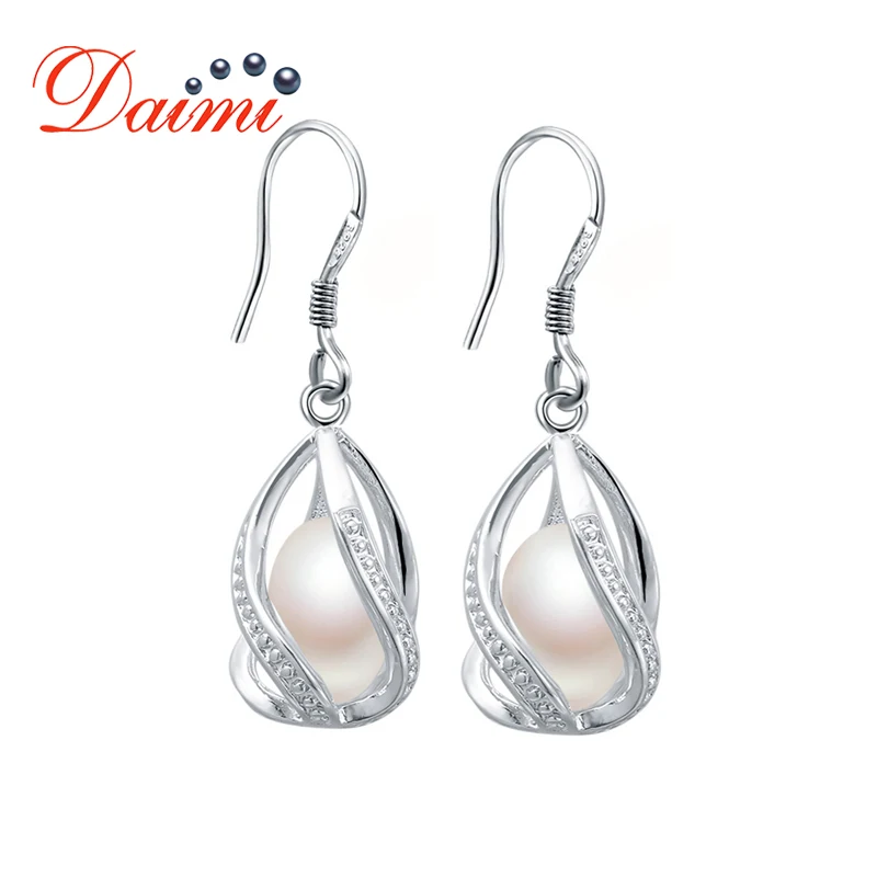 Серьги DAIMI с жемчугом женские серебро 925 пробы в богемном стиле 8-9 мм серьги виде