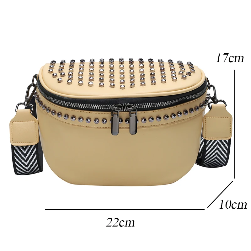 

Vintage Rivet Chest Bag Leather Shoulder Bag Women Designer Handbags High Quality Box Shape Cross Body Bag Fashion Purses Sac