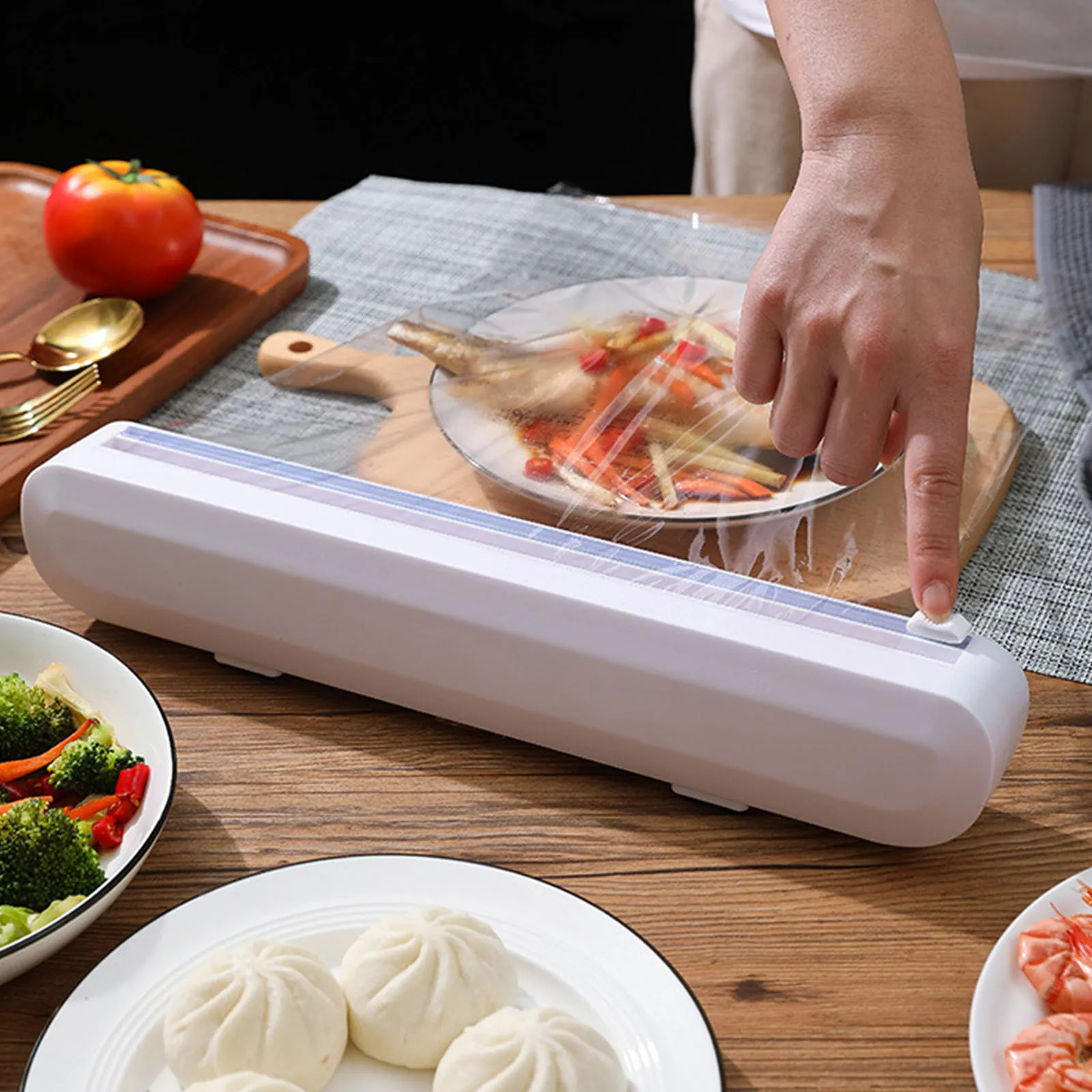 Plastic fresh-keeping bag with cutting storage box household portable plastic slicer used for film white | Дом и сад