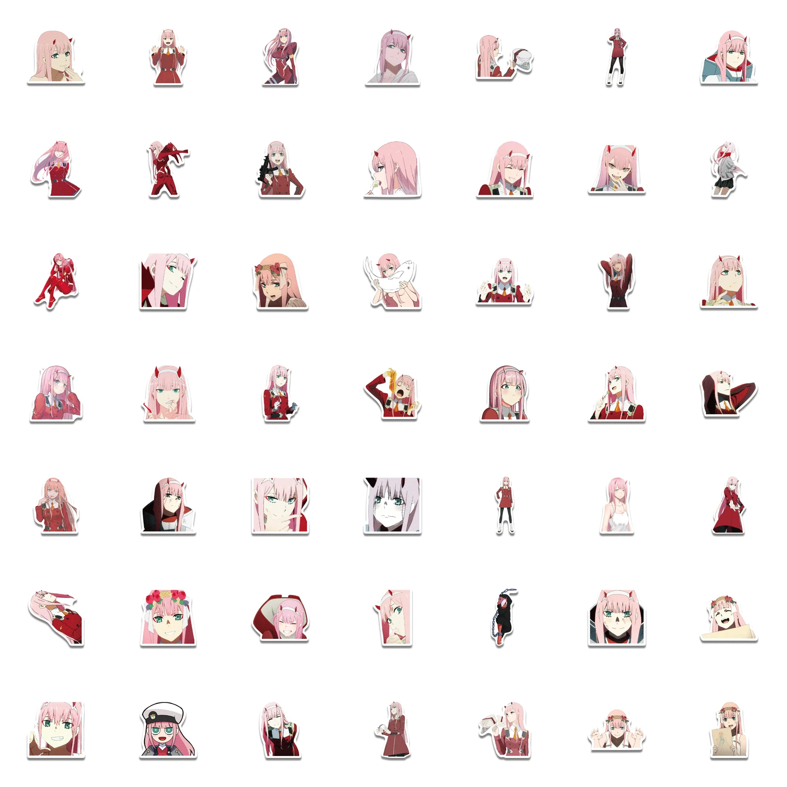 Pegatinas de Anime Darling in the Fanxx Zero Two 02 para port&aacute;til, equipaje, motocicleta, monopat&iacute;n, PVC, 10/50/100 Uds.-1