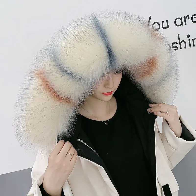 

Warmer Winter Faux Fur Collar Warm Scarf For Women Coat Straight Detachable Faux Fox Fur Sarves Collar Accessories Chic Gift