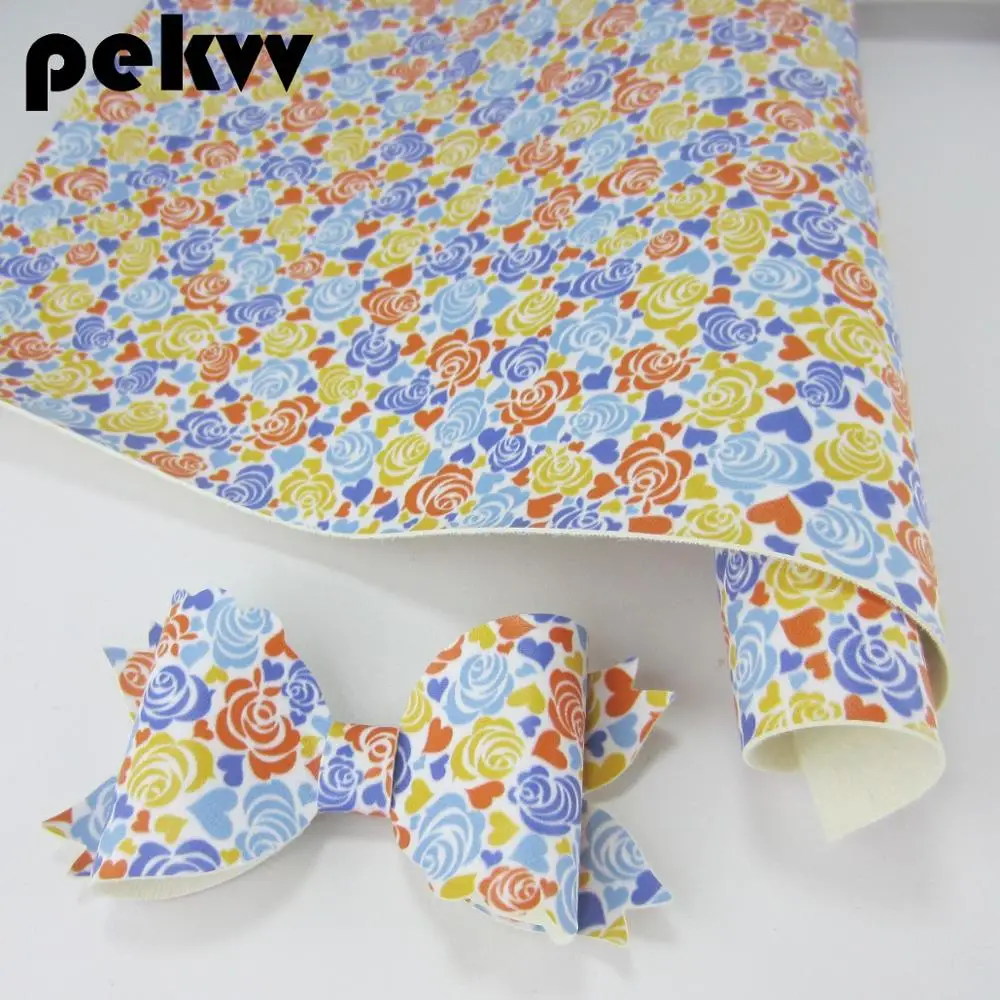 PR003 Pekvv 21 см X 30 см A4 лист Цветы искусственная Синтетическая кожаная ткань для волос луки серьги Узелок сумки украшения PR007 - Цвет: PR003