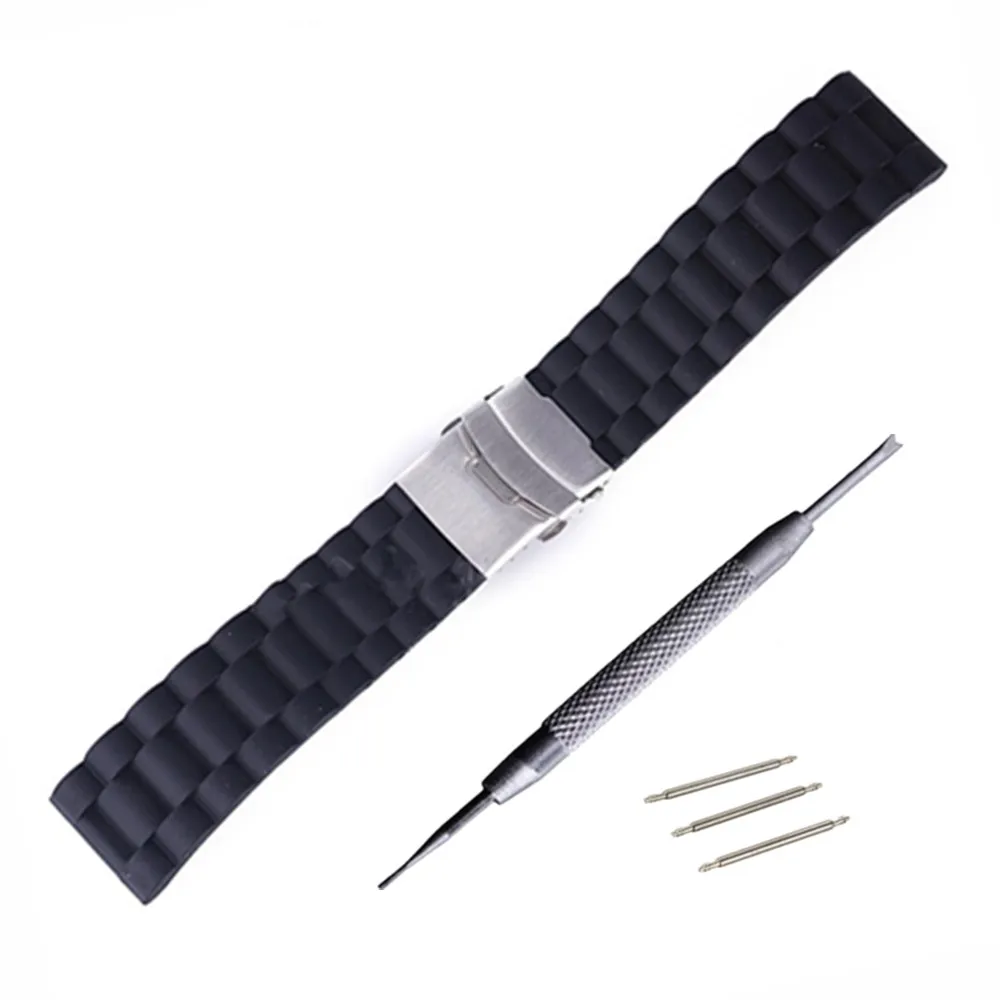 Спортивный водонепроницаемый складной ремешок с пряжкой в полоску 18/20/22/24 мм