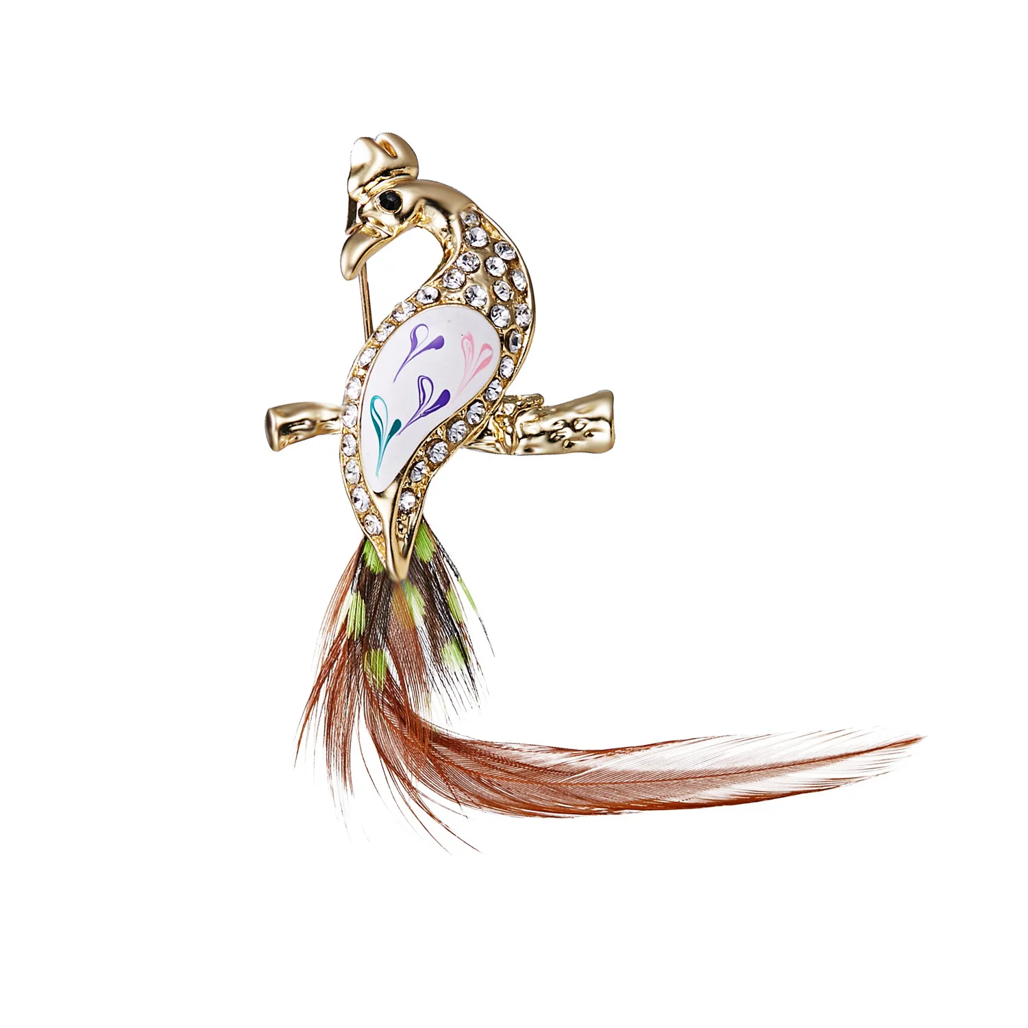 

2021 New Rhinestone Phoenix Brooch Peacock Brooches for Women Tassel Feather Bird Brooch Pin Fashion Wedding Party Good Jewelry