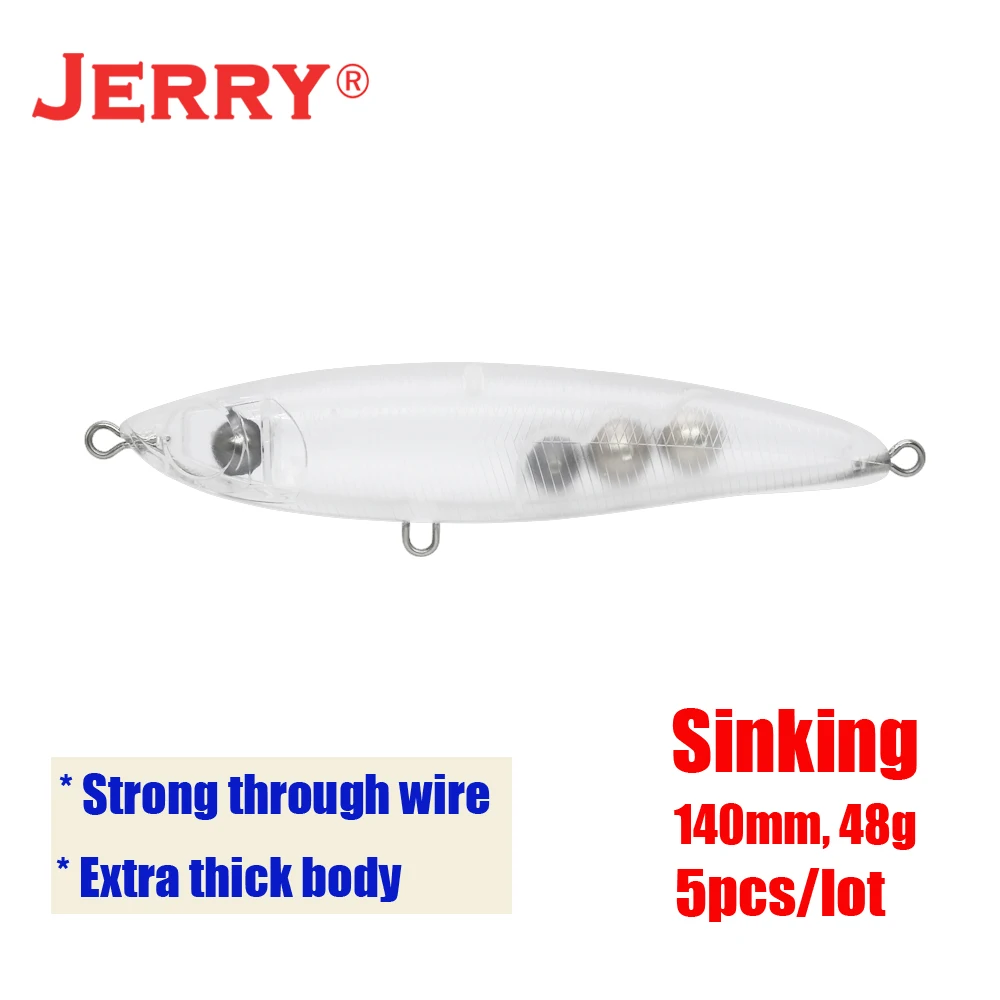 Jerry 110 мм 140 мм Троллинг stickbait заготовки поверхность под поверхностью карандаш приманка Неокрашенная большая игра лодка Морская Рыбалка приманки - Цвет: 140mm sinking