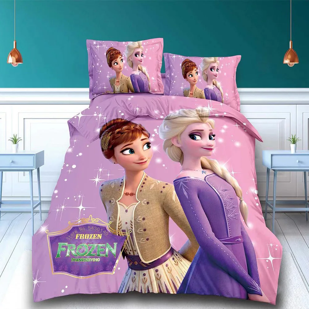 

Disney Beautiful Princess Series Color Pattern Bedding Pink Blue Duvet Quilt Pillow Cover Girls Bedroom Decoration Home Textile