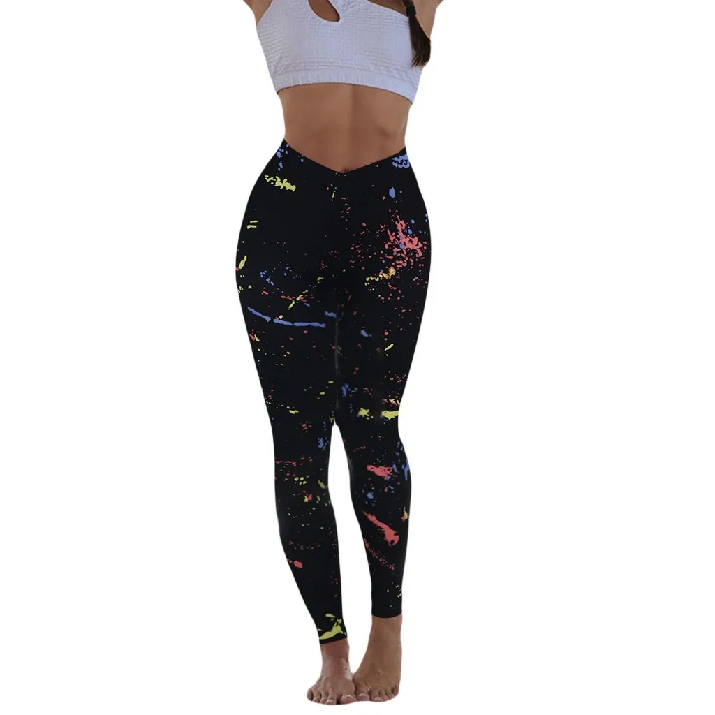 Fashion Women's Multicolor Print Hip Tightness Exercise Running Pants High Waist Run Fitness Push Up hot sale | Женская одежда