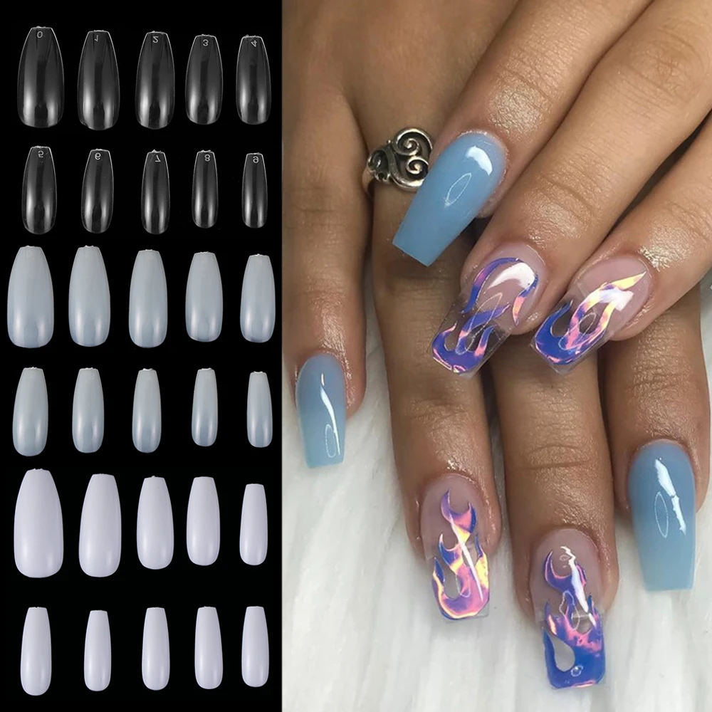 100 шт. накладные ногти прозрачное полное покрытие французские балерины Гроб