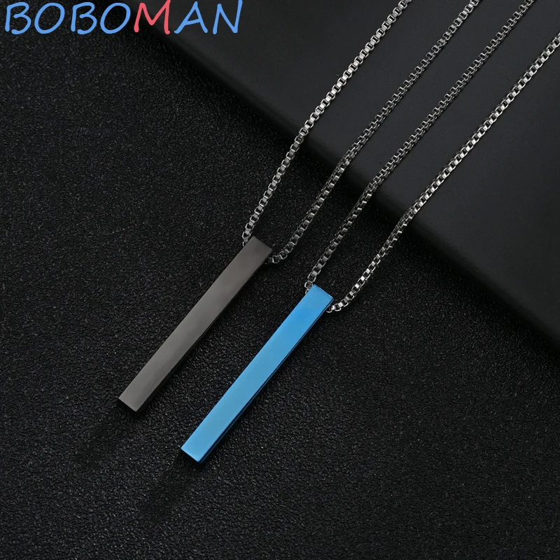 

2021 Hot Fashion Rectangle Men Pendant Necklace Classic Stainless Steel Cuban Chain Necklace For Men Jewelry Gift