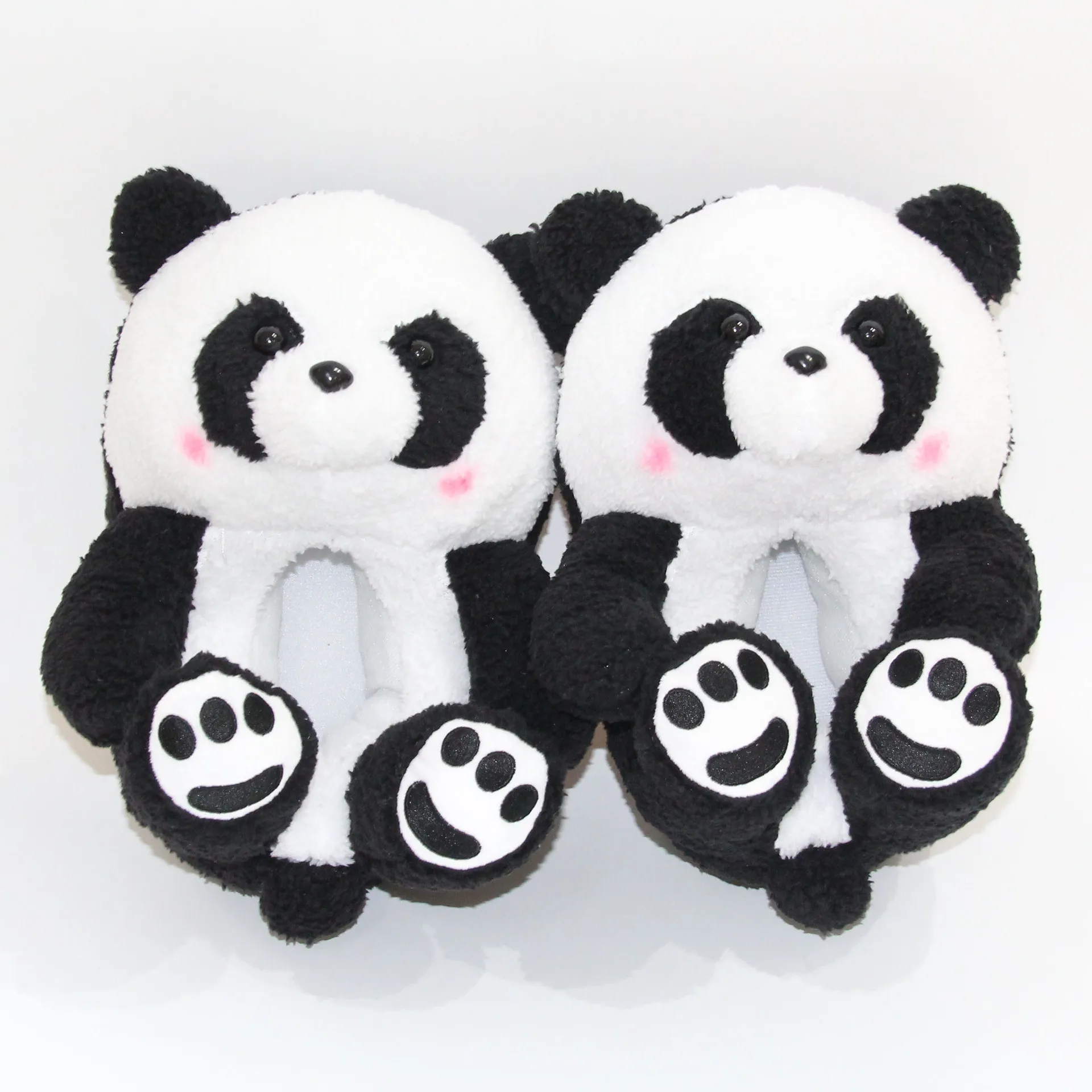

2022 Cute Panda Slippers Women Winter Warm Shoes For Home Fuzzy Teddy Bear Slippers Girls Boys Cozy Slip On White Boat Slipper