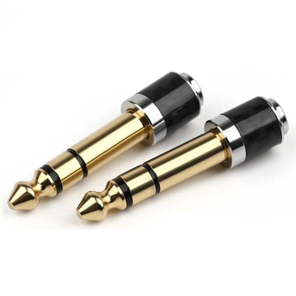 

6.35mm 1/4" Male To 3.5mm 1/8" Female Jack Converter Carbon Fiber Gold Plated Audio Adapter 6.35 To 3.5 Earphone Plug Connector