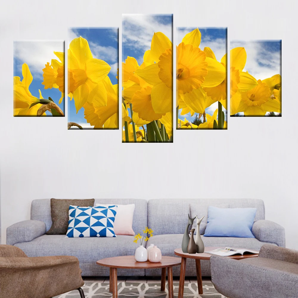 5 шт. Wall Art HD принт желтый цветок холст для живописи украшения дома постер Гостиная