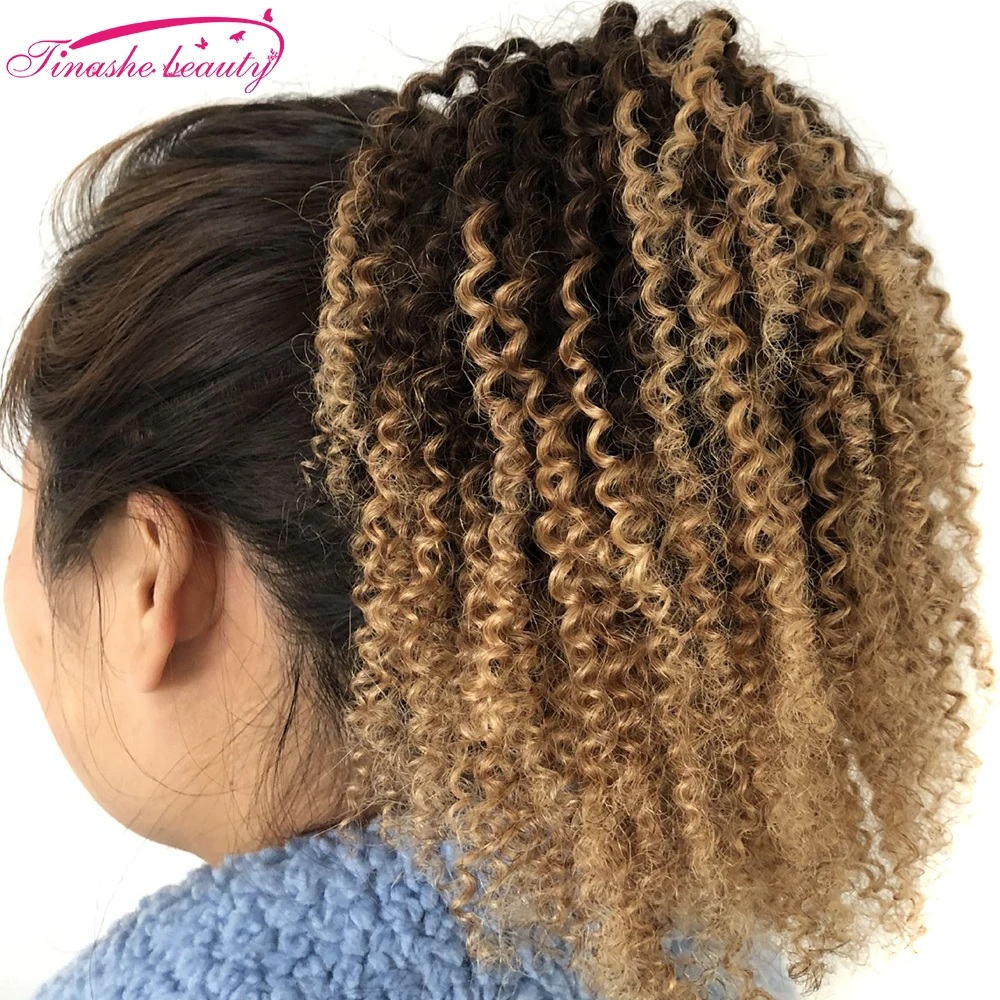 Tinashe Beauty Омбре блонд 1B/4/27 афро кудрявые шнурки хвост Remy перуанские человеческие