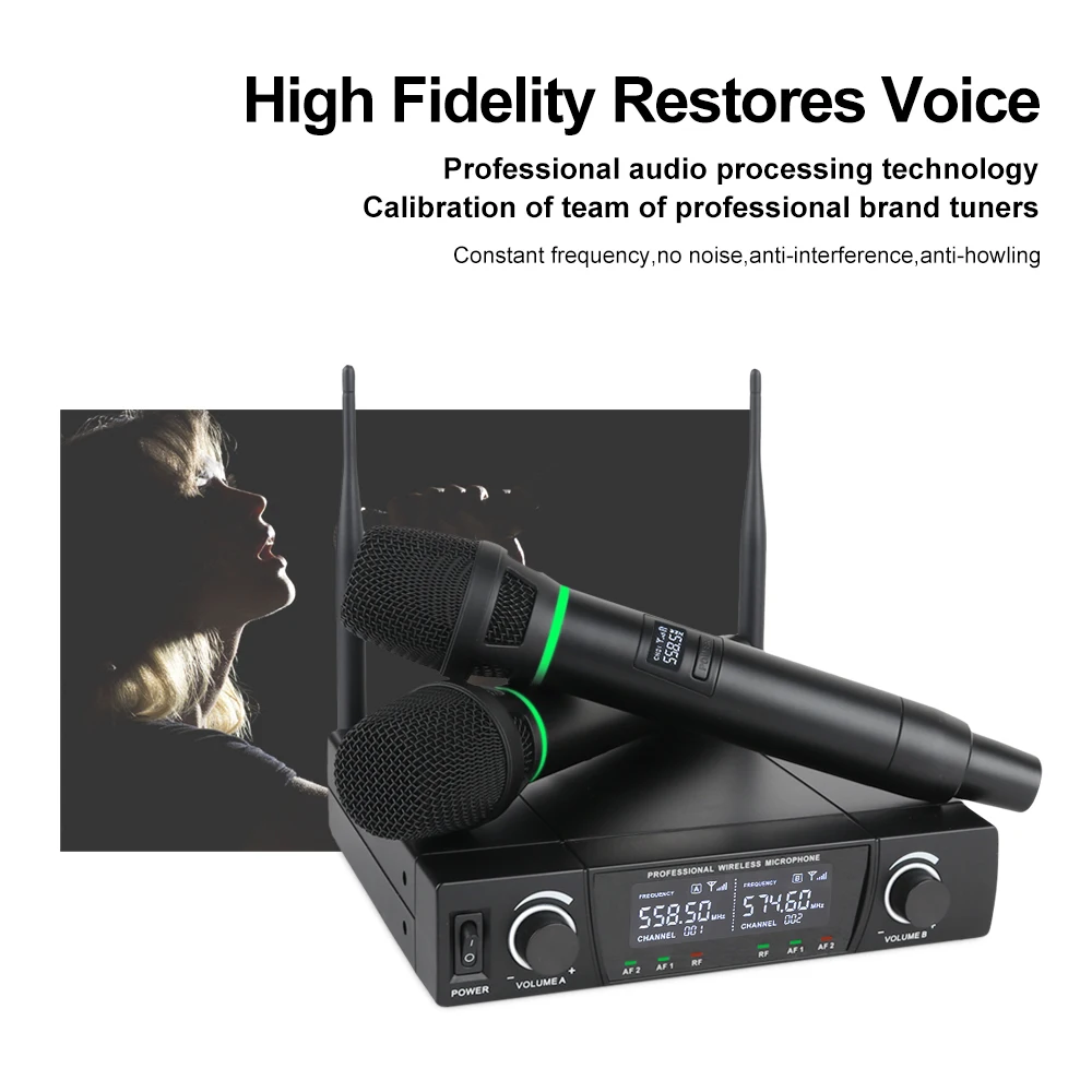 XTUGA Двухканальный беспроводной ручной микрофон до 50 м супер кардиоидный UHF для