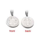 Подвески-медальон San Benito из нержавеющей стали с застежками для изготовления ожерелий, металлические круглые гравировки, подвеска с крестом в стиле ретро с Иисусом