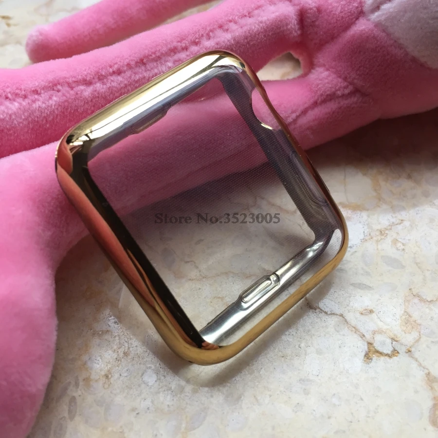 Прозрачный мягкий Ультратонкий чехол из ТПУ для Apple watch, чехол серии 4, 3, 5, 2, 38 мм, 42 мм, 40 мм, 44 мм, защитный чехол для экрана - Цвет: Золото