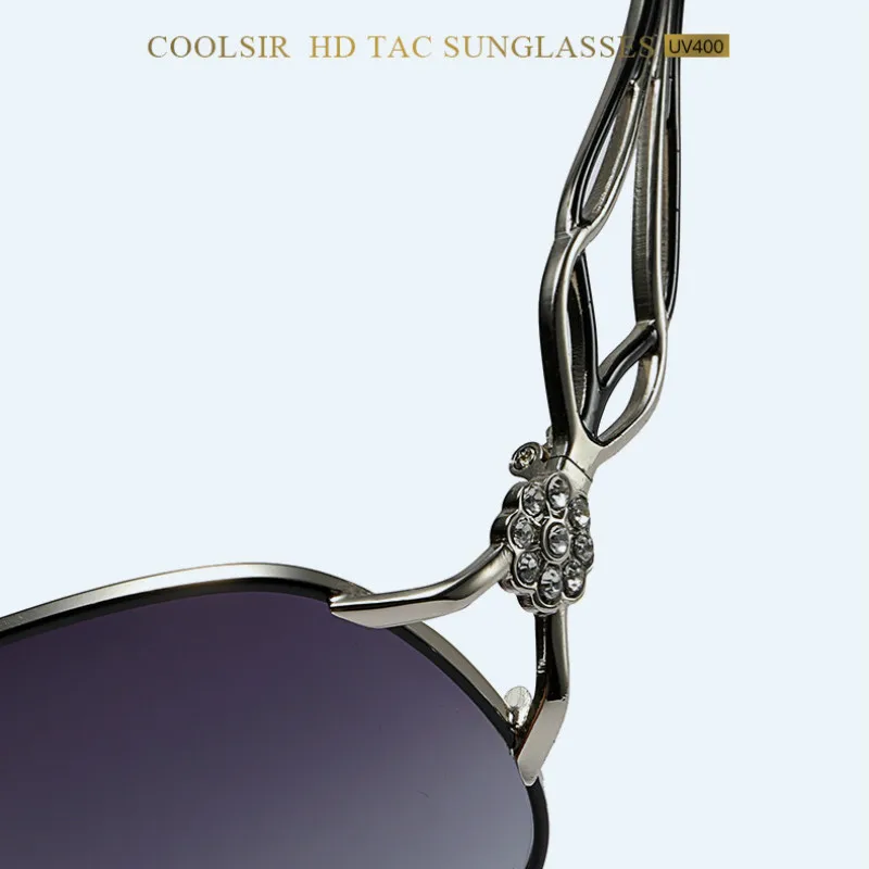 

COOLSIR Women's Sunglasses Elegant Wild Diamond Diamond Metal Driving Sunglasses Fashion Polarized Glasses Female A163