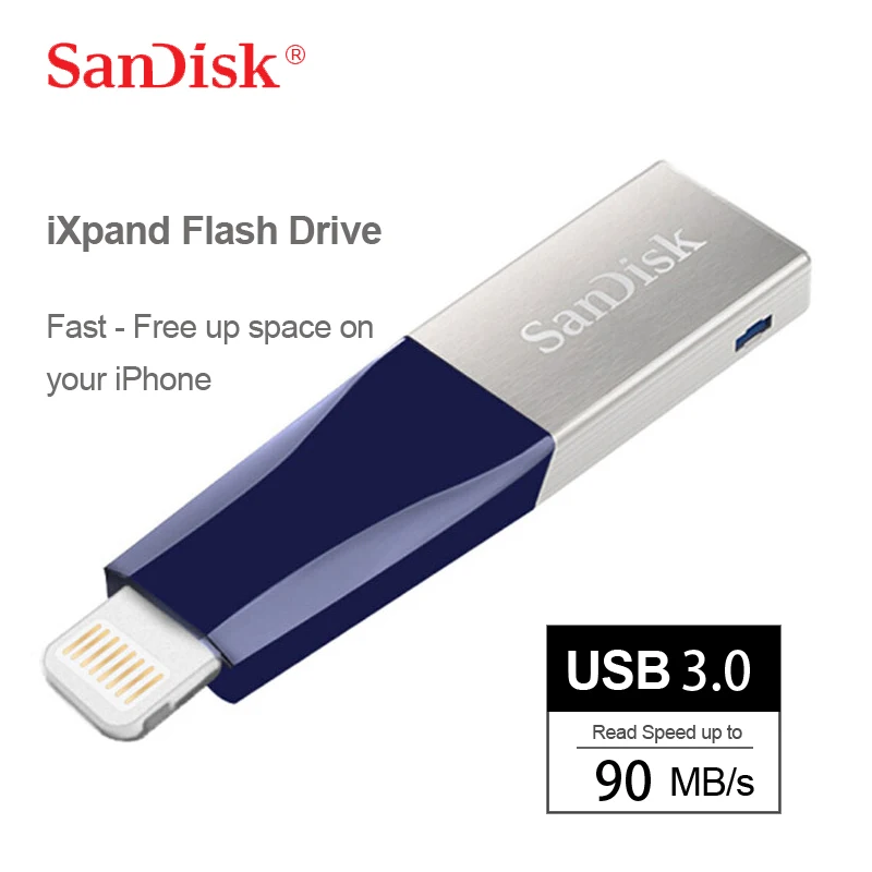 SanDisk USB 3,0 USB флеш-накопитель 128 ГБ флеш-накопитель 64 Гб металлический u-диск для iPhone X 8/7/7plus/5/5S/5c/6/6s Plus/ipad и компьютера