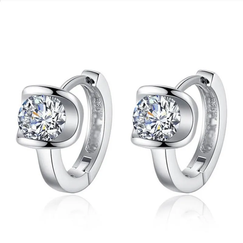 Модные женские серебряные серьги 925 пробы ювелирные изделия блестящий циркон