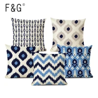 nordic color geometry blue stripe one side printing home decor sofa car seat decorative cushion cover pillow case capa almofada