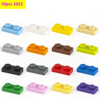 50pcs small particle 3023 1x2 plate brick building block parts diy building blocks compatible with creative gift castle toys