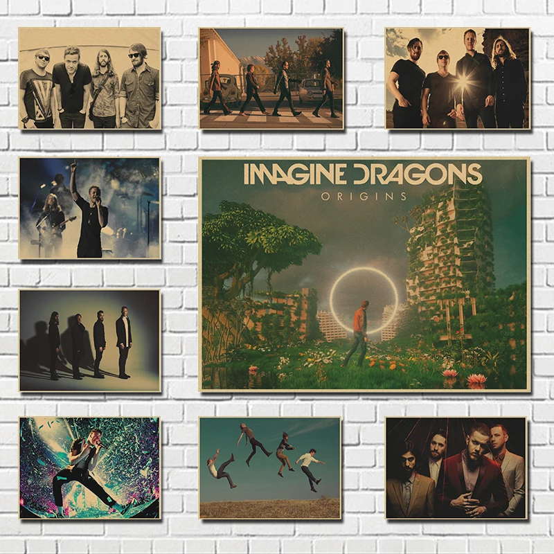 Картина Драконы музыкальный постер в стиле рок группы ретро стиль фотообои из