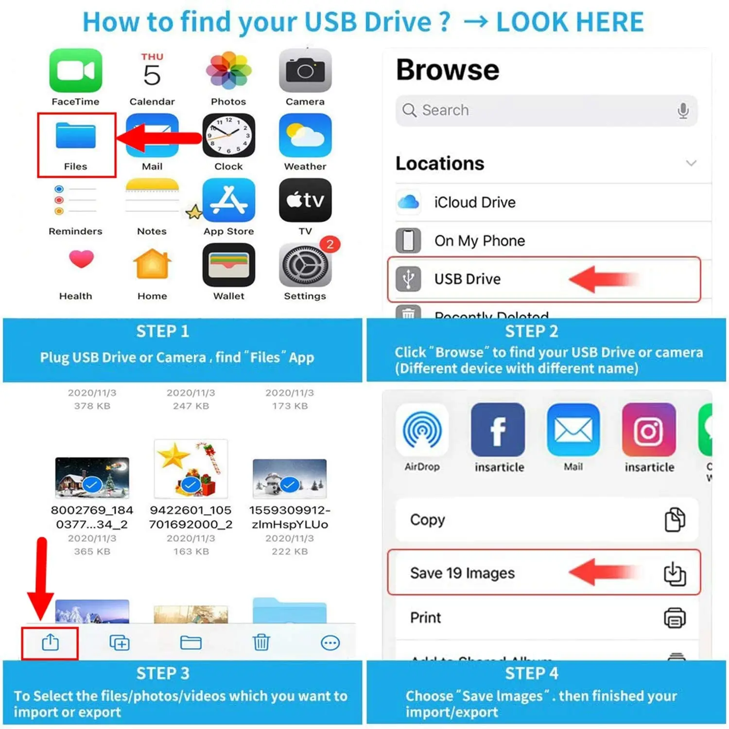 USB-переходник 3 в 1 с разъемом OTG совместим IPhone12/11Pro/X/8/7/6/iPad USB-накопителем