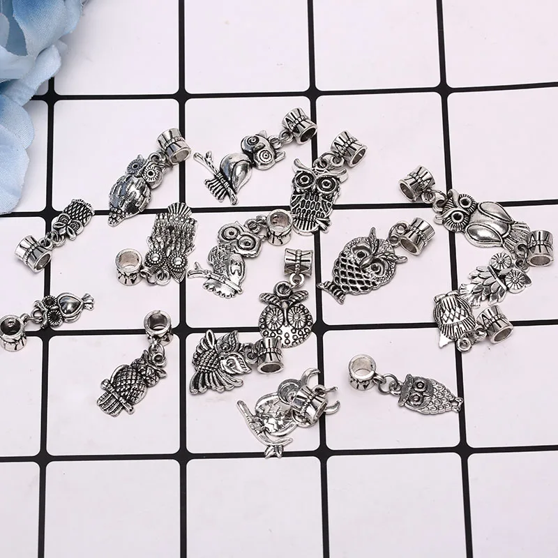 16Pcs /set Owl Animal Antique Alloy Charms Beads Pendant Jewelry Findings DIY Necklace Earrings Making | Украшения и аксессуары