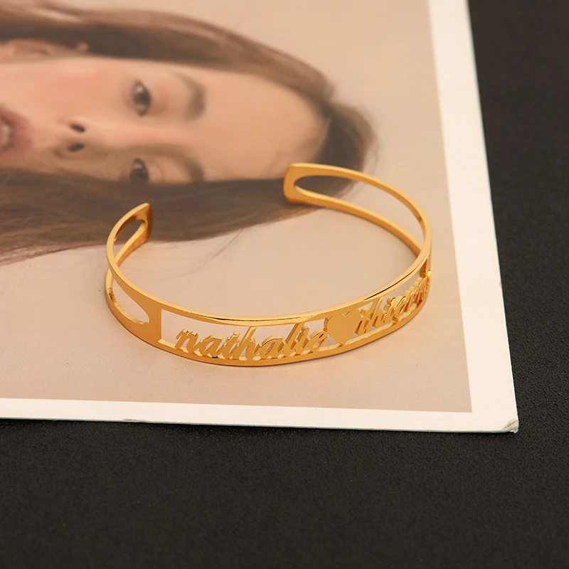 

Индивидуальный именной браслет TingFong, персонализированные очаровательные браслеты для женщин, рождественские украшения из нержавеющей ста...