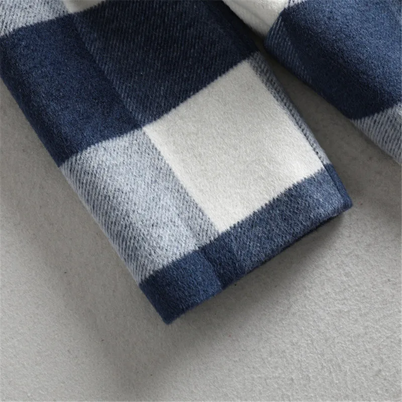 Женское шерстяное пальто осенне зимняя верхняя одежда в клетку средней длины с