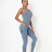 Yoga Bodysuit Set Fitness Women Sport Suit Jumpsuit Tracksuit Backless Gym Set Running Sportswear Le