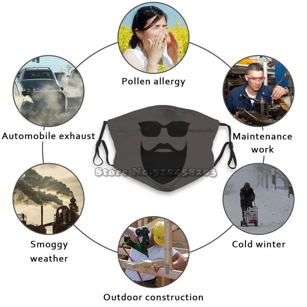 

Adore The Beard Black Beard For Beard Lovers Print Face Mask Fashion Anti Dust Pollution Washable Mask Beard Beards Beard Beard